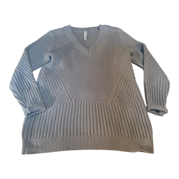 Athleta blue grey chunky V-neck sweater, size small - Picture 2 of 9